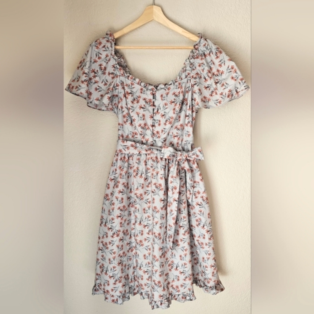 Gal Meets Glam Floral Midi Dress - White and Brown